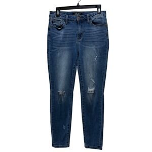 Judy Blue Jeans Women Size 30 Distressed Skinny High Rise Denim Stretch Mid Rise